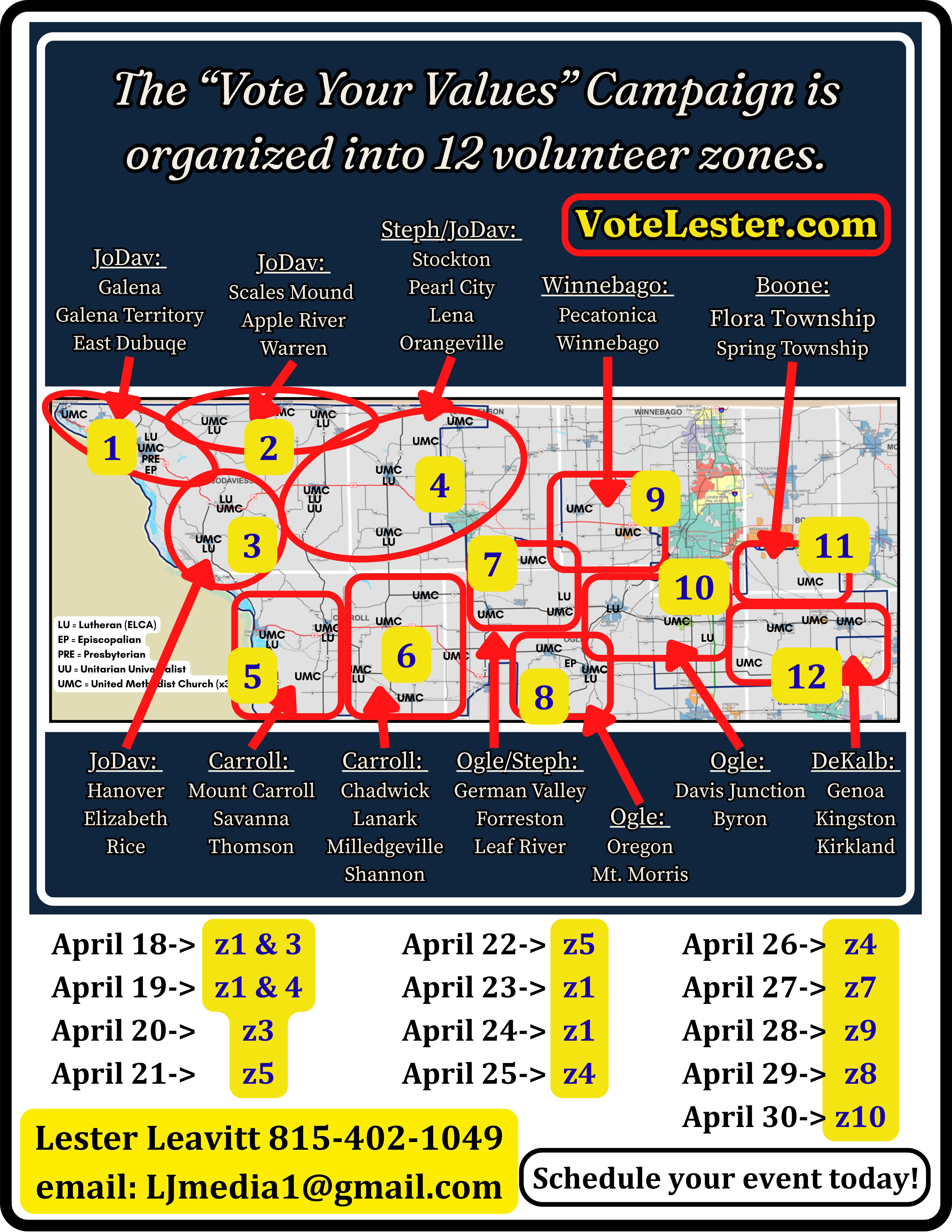 Volunteer zone availability — April 18 through April 30