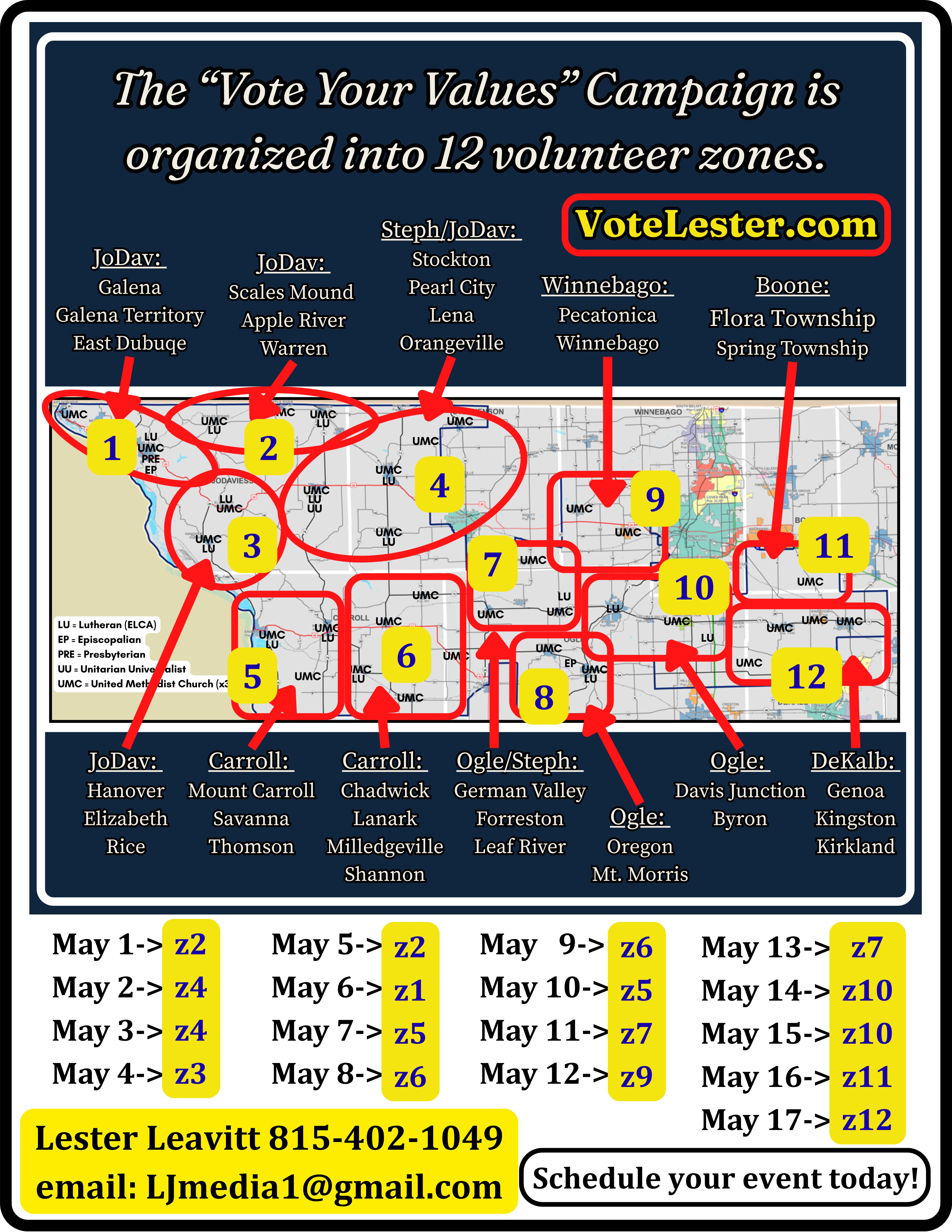 Volunteer zone availability — May 1 through May 17