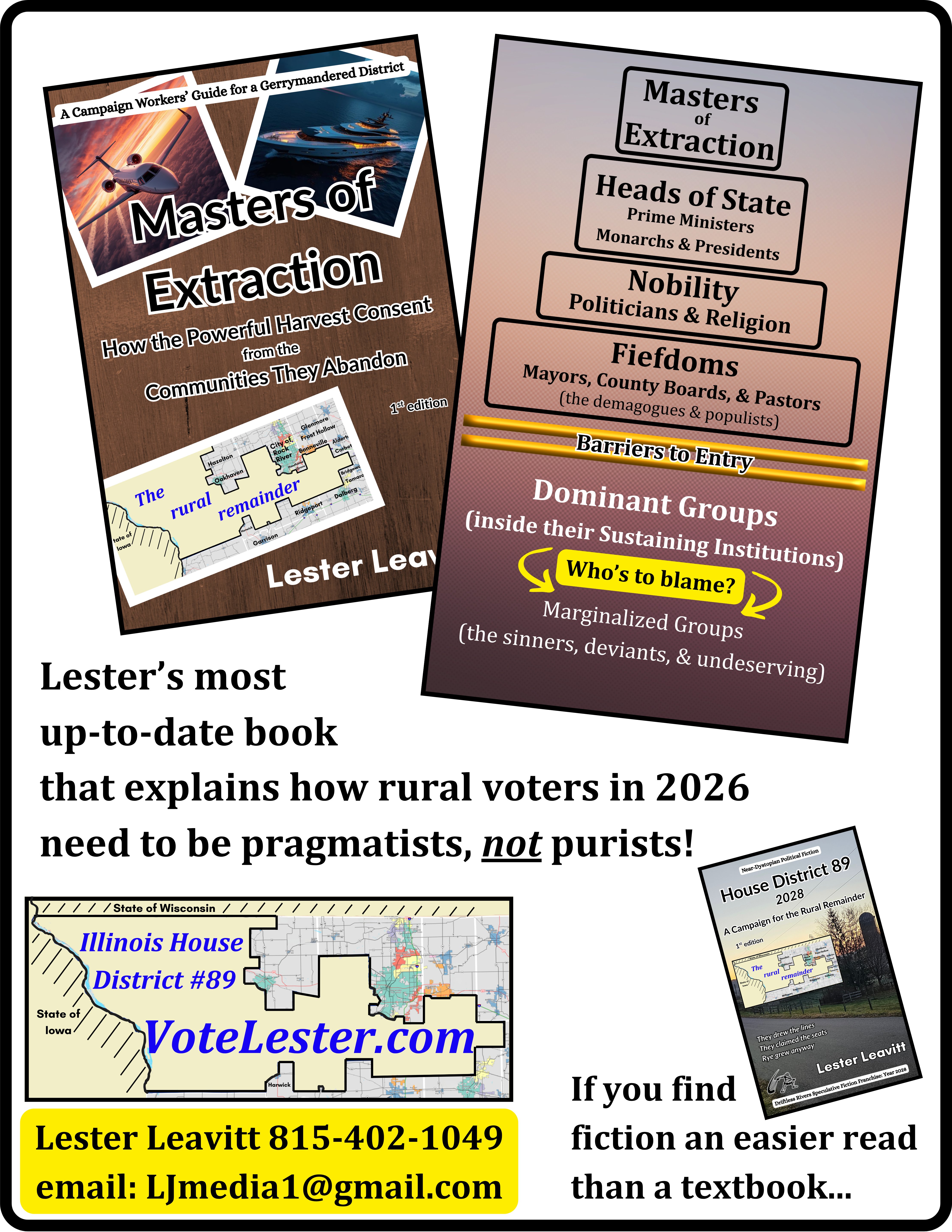 Masters of Extraction — How the Powerful Harvest Consent from the Communities They Abandon — with extraction hierarchy and House District 89 book