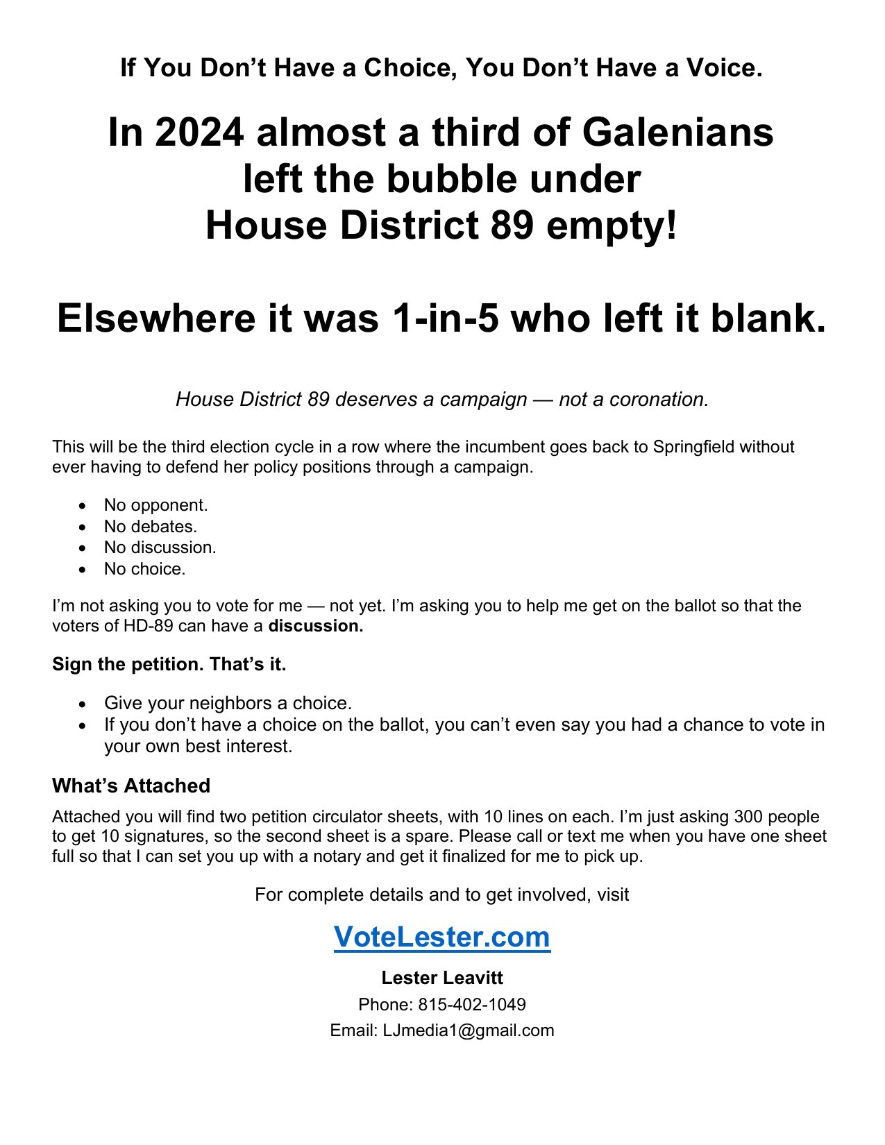 Petition cover letter — 1-in-3 Galenians