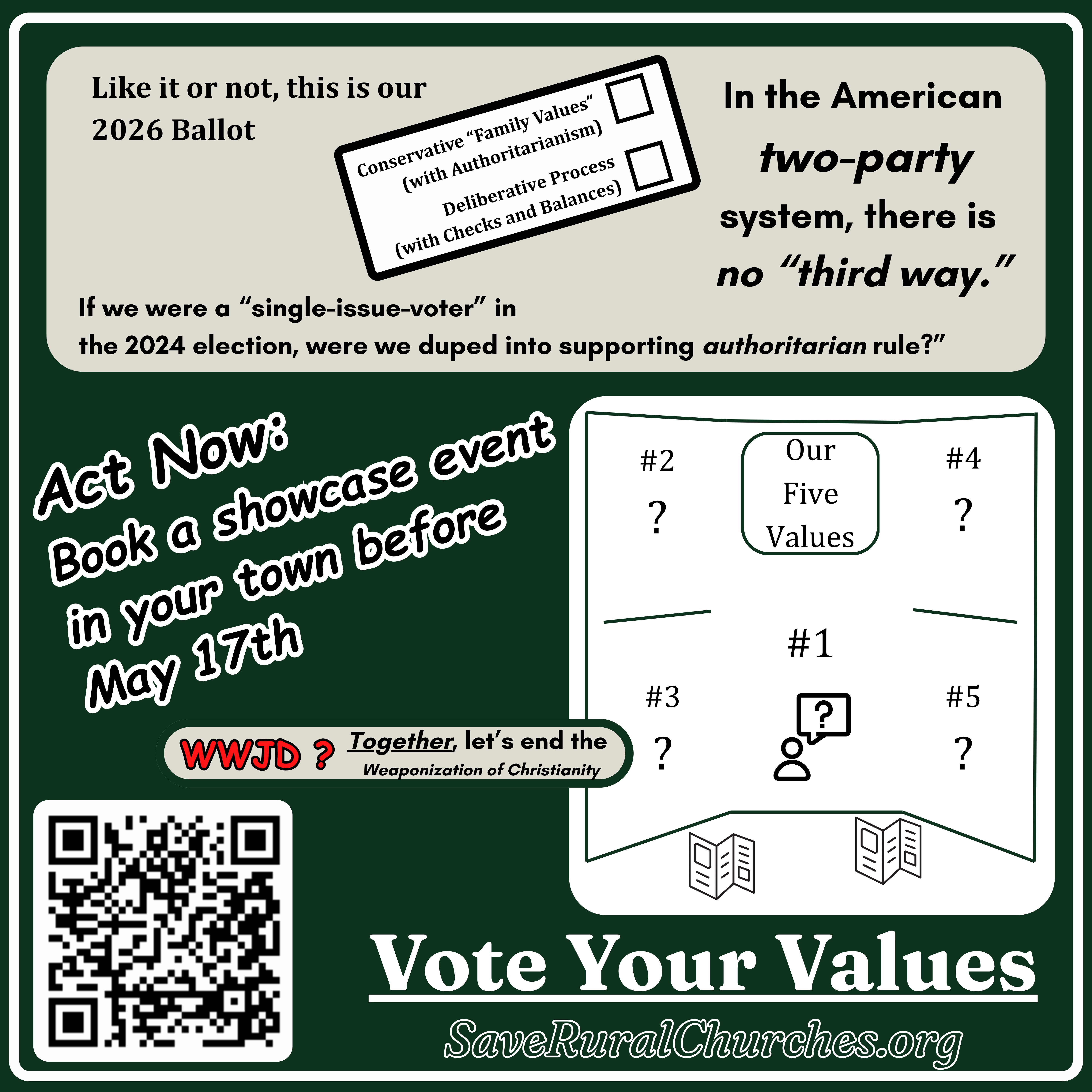 Vote Your Values - Book a showcase event before May 17th